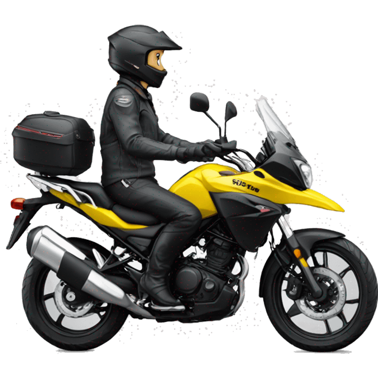 A dog driving Suzuki v strom emoji