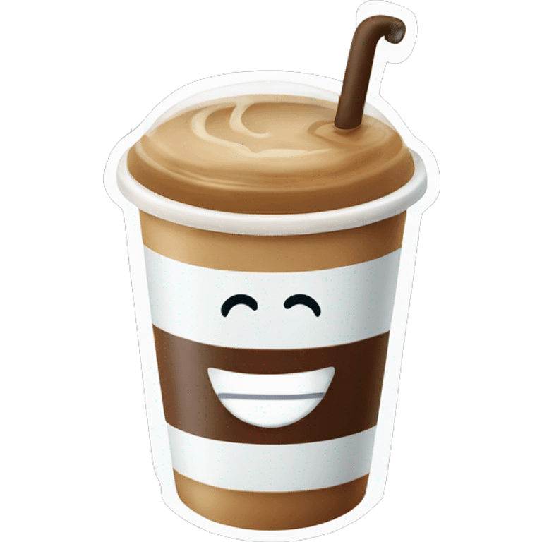 Iced coffee cup with happykopi logo emoji