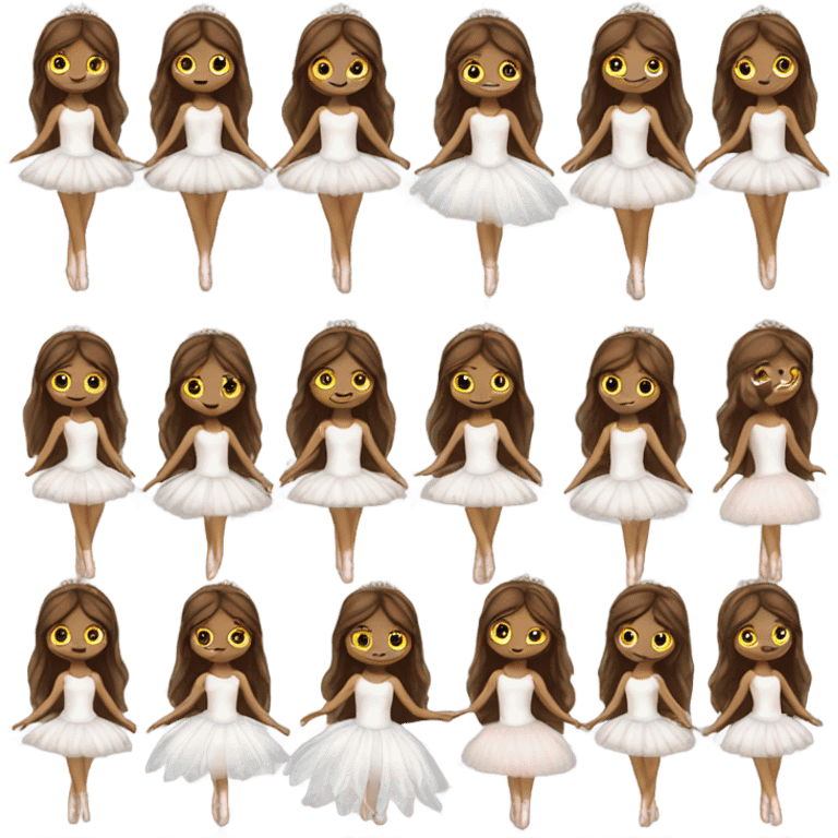 Brown long hair ballerina white fairy emoji