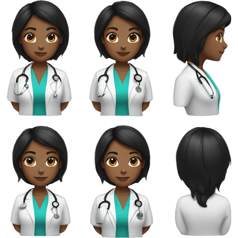 Woman doctor brown skin shot black hair emoji