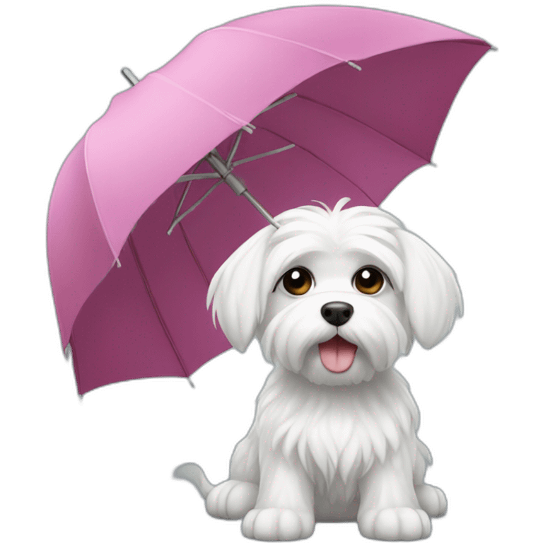 Maltese dog with umbrella  emoji