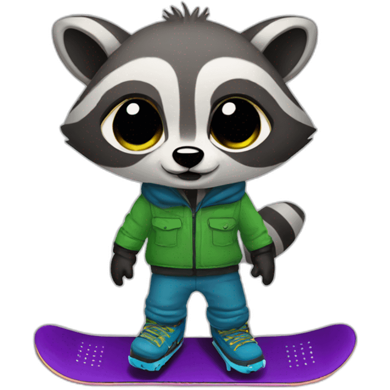 raccon snowboard emoji