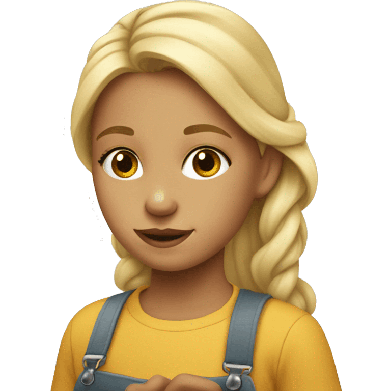 Niña rubia pintando emoji