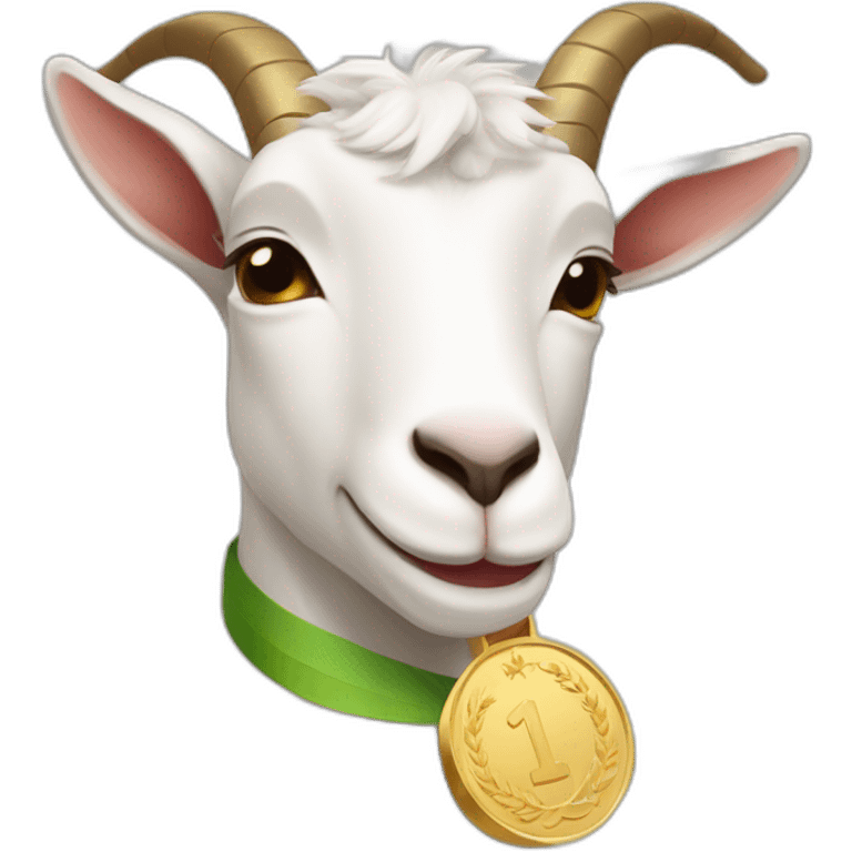 Happy goat nodding with a gold medal emoji