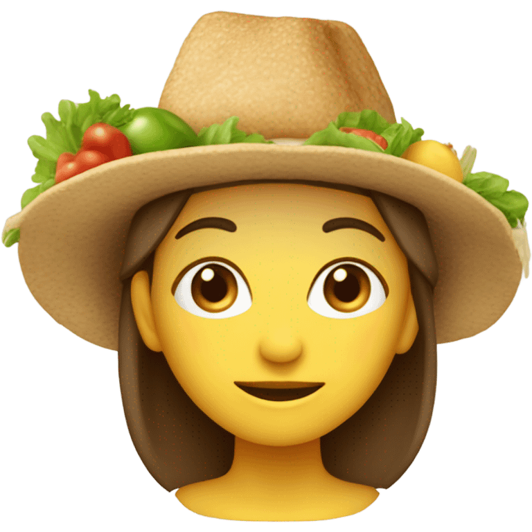 garota com chapéu de comida na cabeça emoji