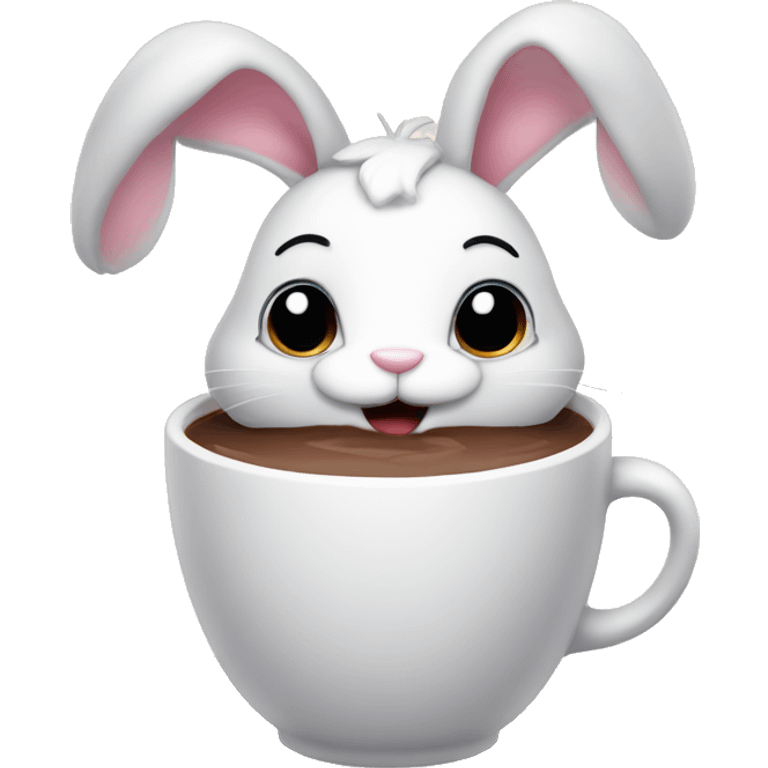 Bunny with hot chocolate emoji