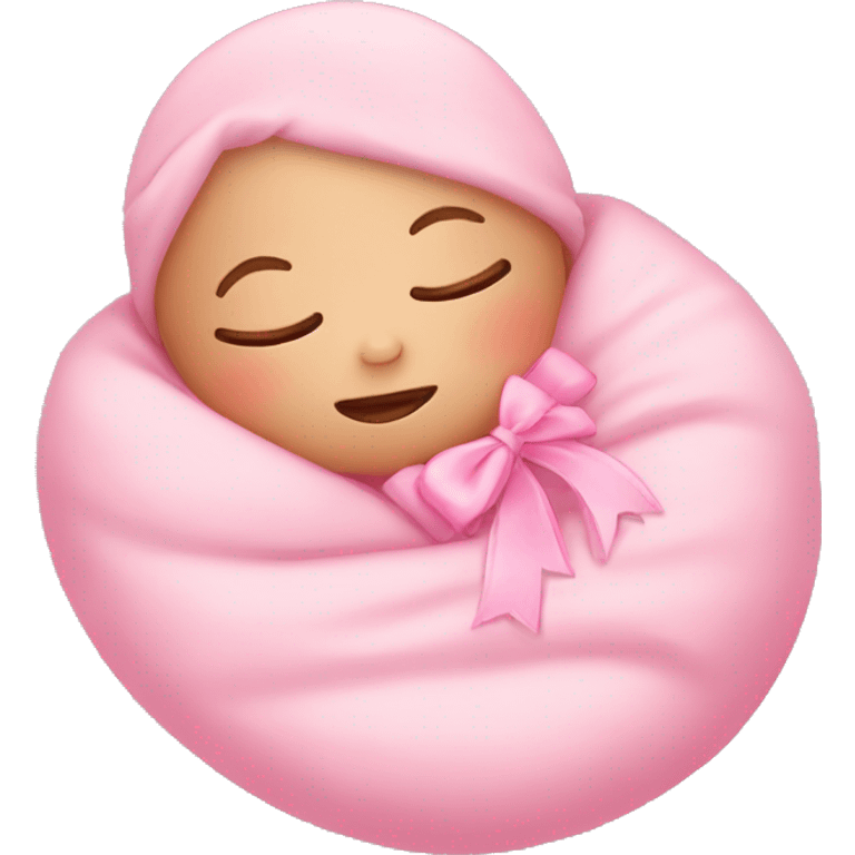 new born with pink bow sleeping emoji