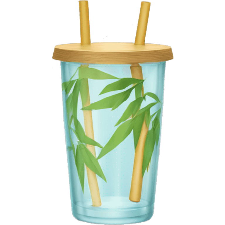 glass with bamboo lid and straw emoji