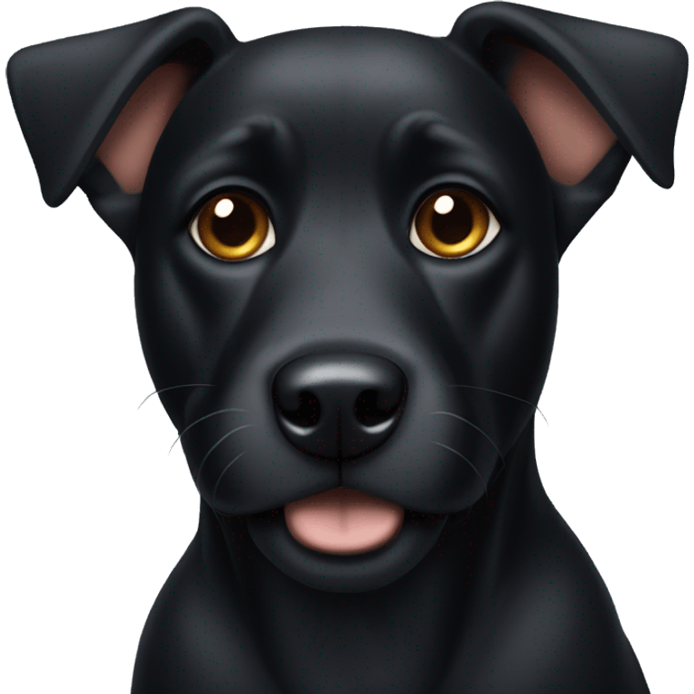 Black dog with one pointy ear and one bent ear emoji