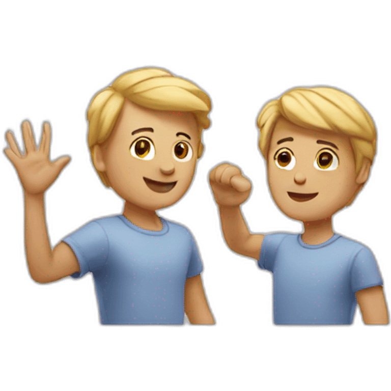 two white friends waving their arms emoji