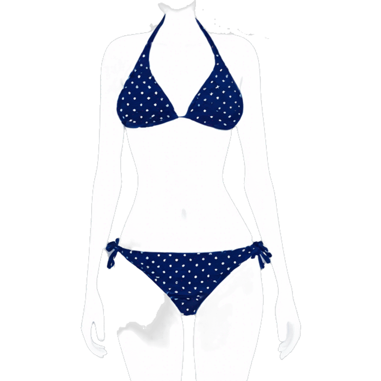 Navy blue with white polka dot bikini top emoji