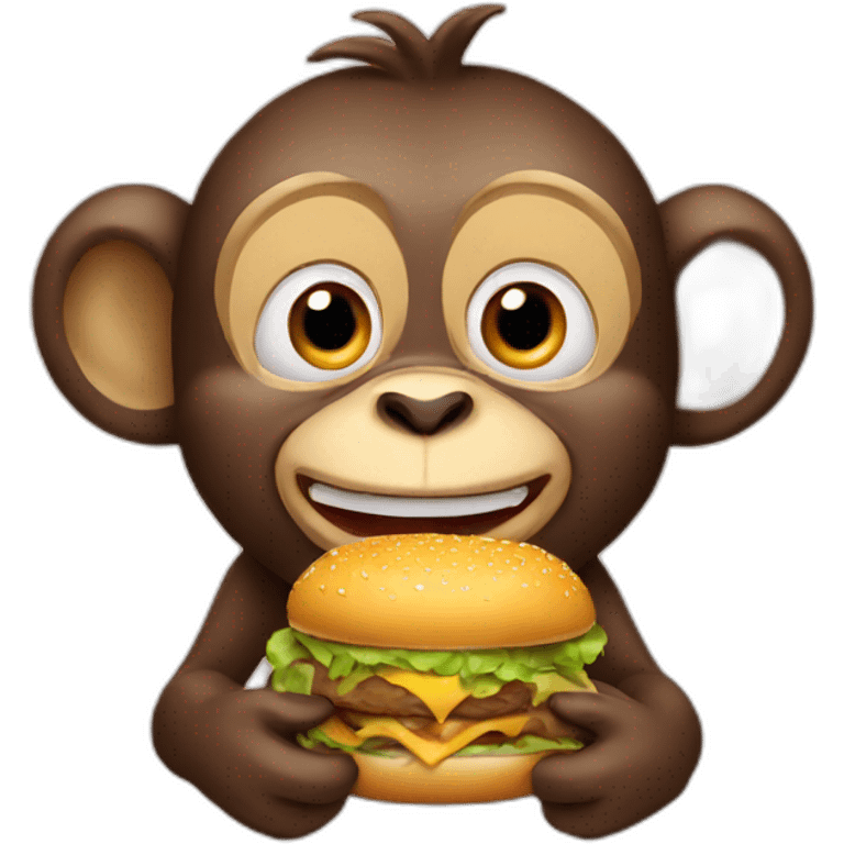 monkey eat hamburger emoji