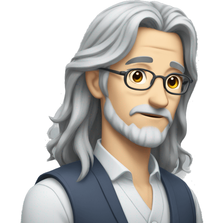 anime teacher  with long gray hair emoji