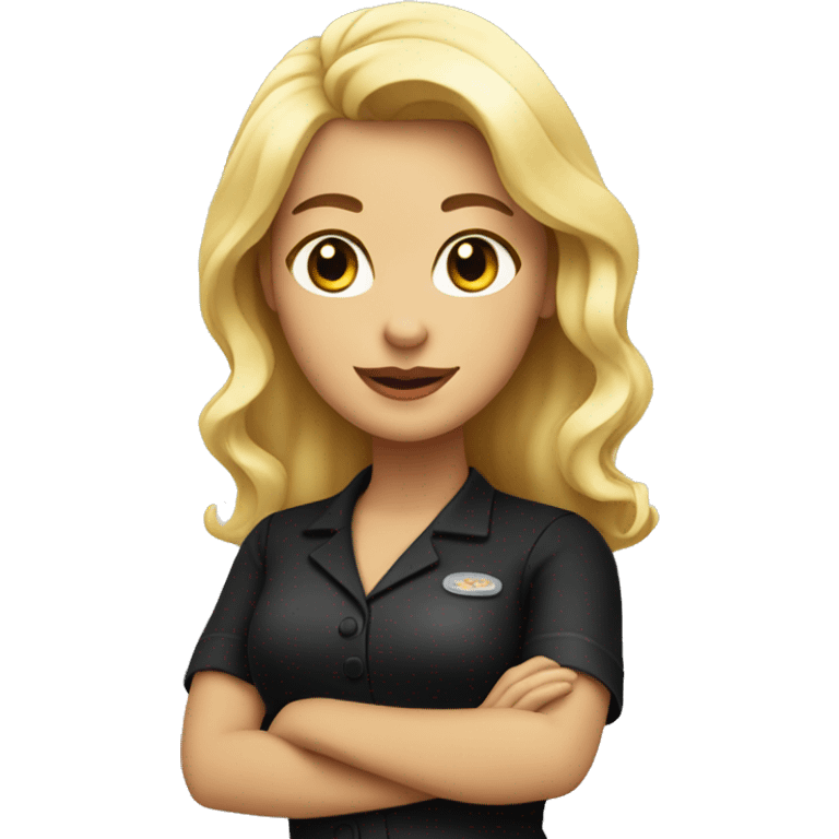 Waitress with blonde hair and a black shirt emoji