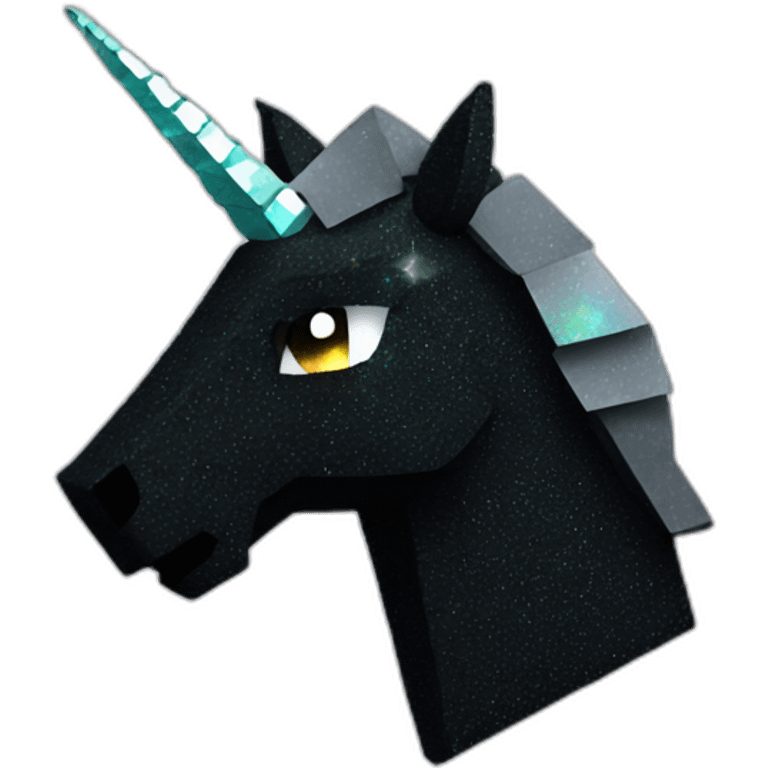 Minecraft Glitter Black Unicorn Head With Diamond Horn emoji