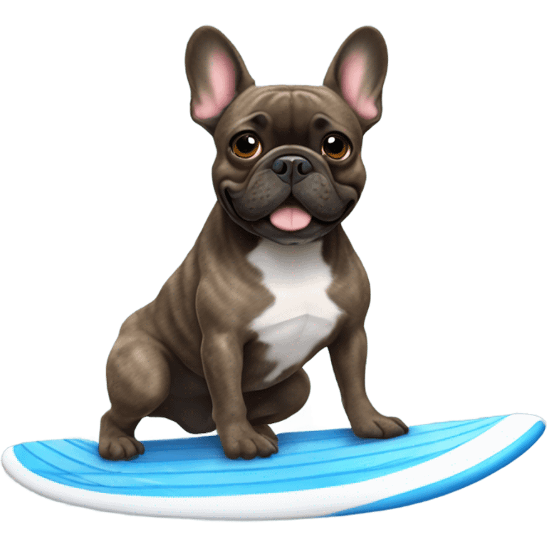 brindle french bulldog surfing emoji