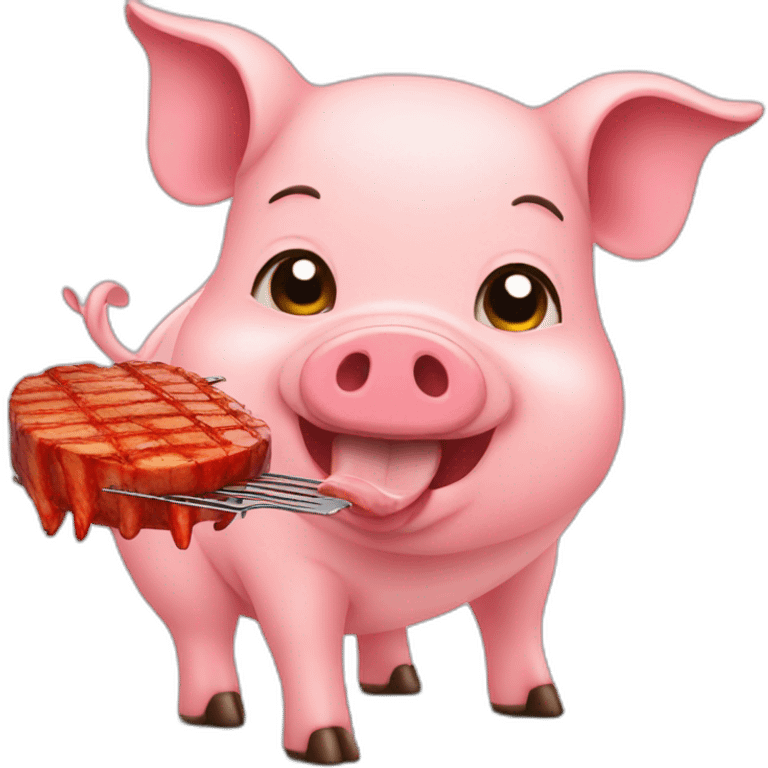 Pig making bbq emoji