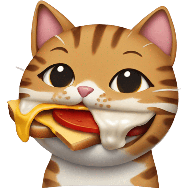 Tabby cat eating burger emoji