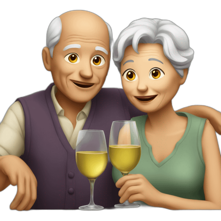 old couple drinking wine emoji