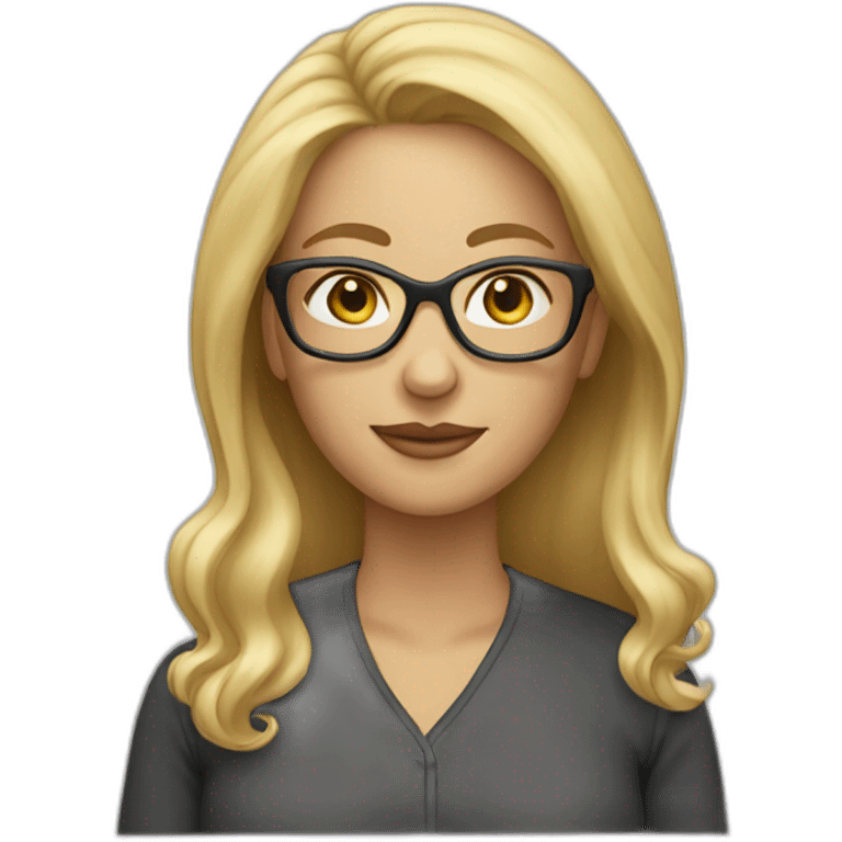 Blonde woman long hair glasses 50 years old emoji