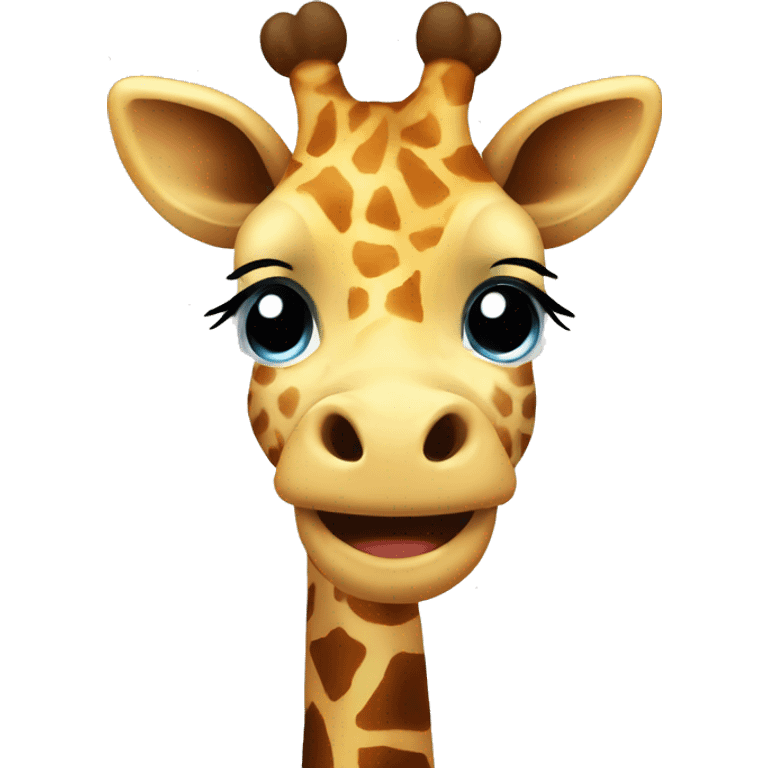 Happy giraffe with a big smile and sparkling eyes emoji