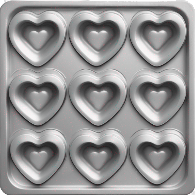 Realistic flat silver metallic heart shaped muffin pan emoji