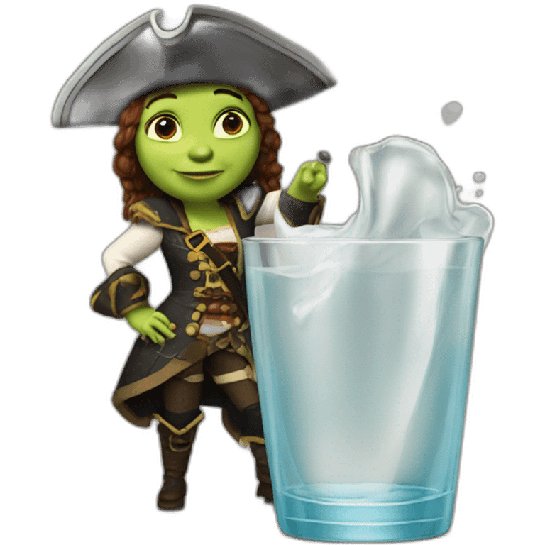 Doris from Shrek wipes a glass wearing a pirate outfit emoji