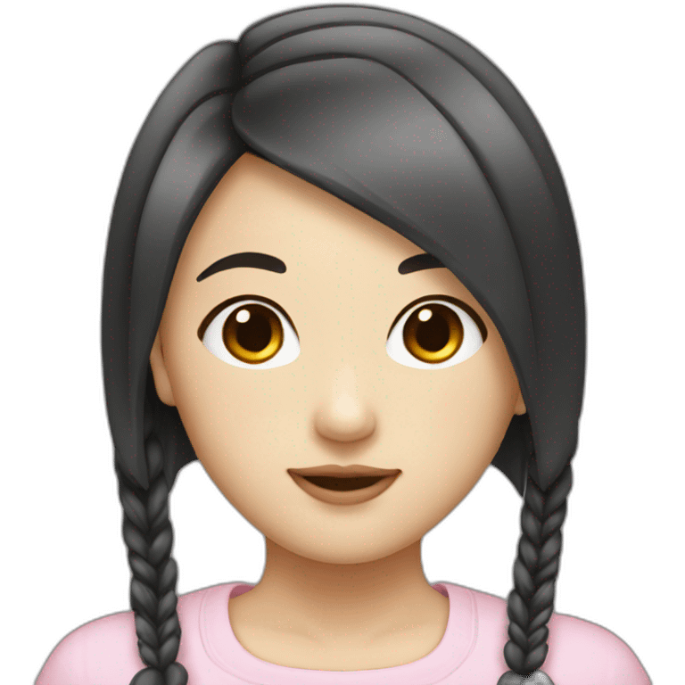 asian girl, hime-cut hairstyle emoji