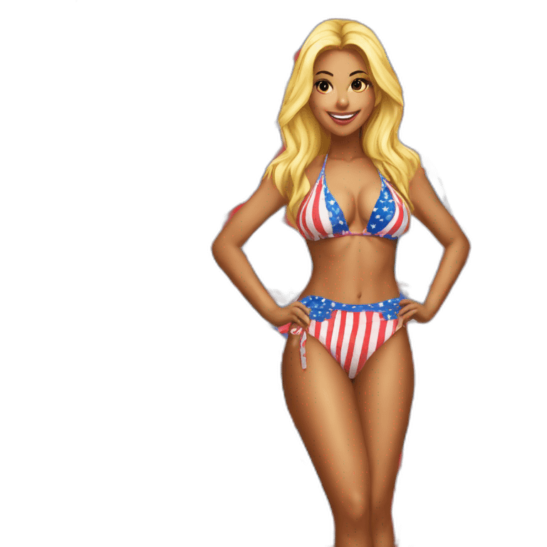 Sexy girl wearing only American flag bikini poster emoji