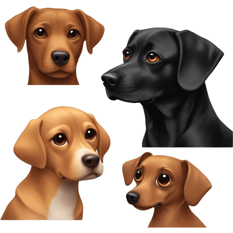 Black lab and red dachshund and brown chihuahua emoji