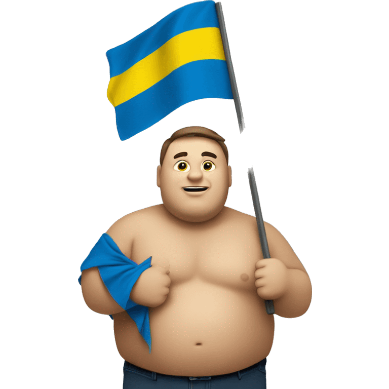 Fat Guy holdng Ukraine flag  emoji