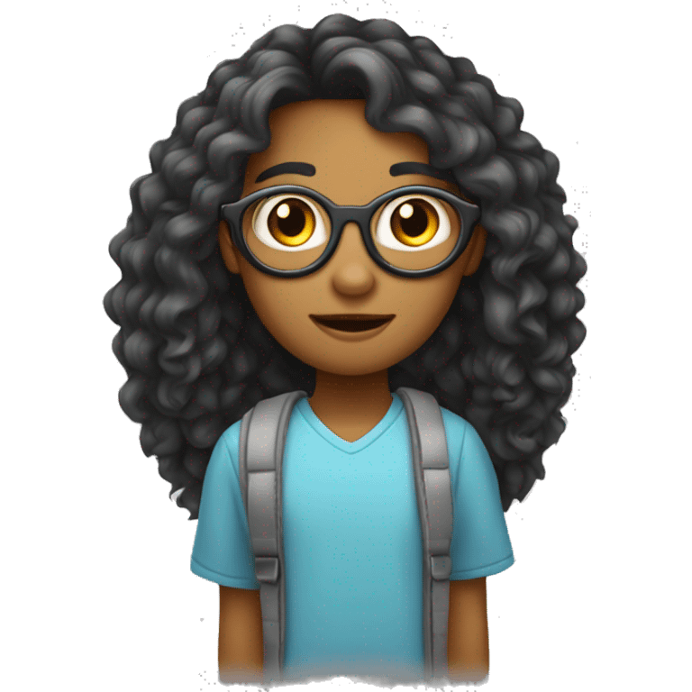 adolescente cabelo cacheado óculos cor de pele bran emoji