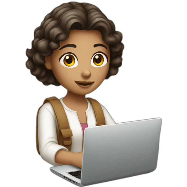 Italian girl with her laptop emoji