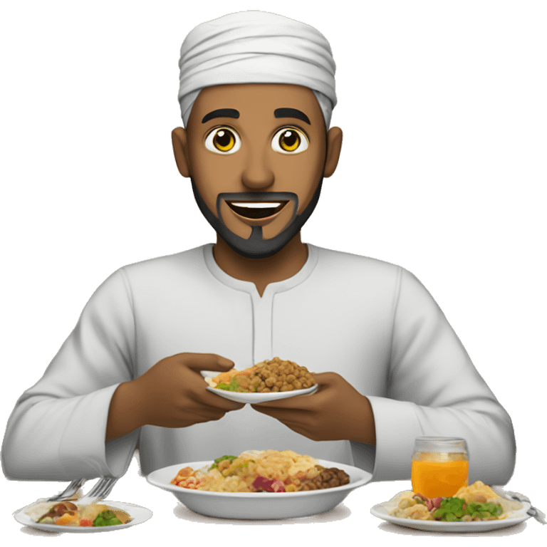 Muslim man eating iftar emoji