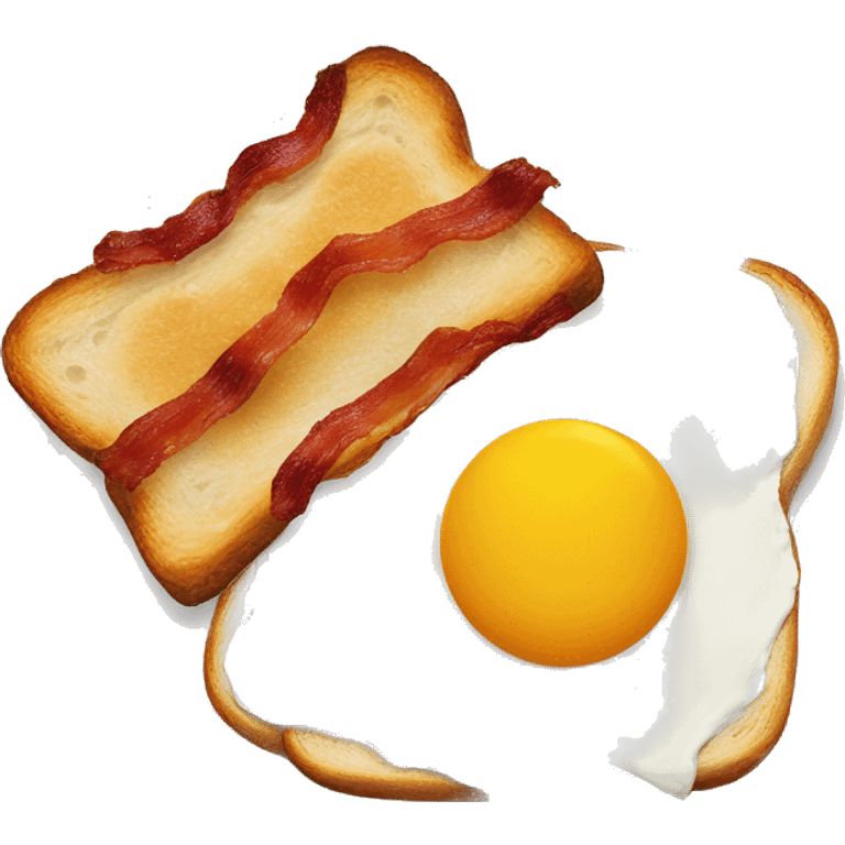 “Two fried eggs, crispy bacon, and buttered toast on a plate.” emoji