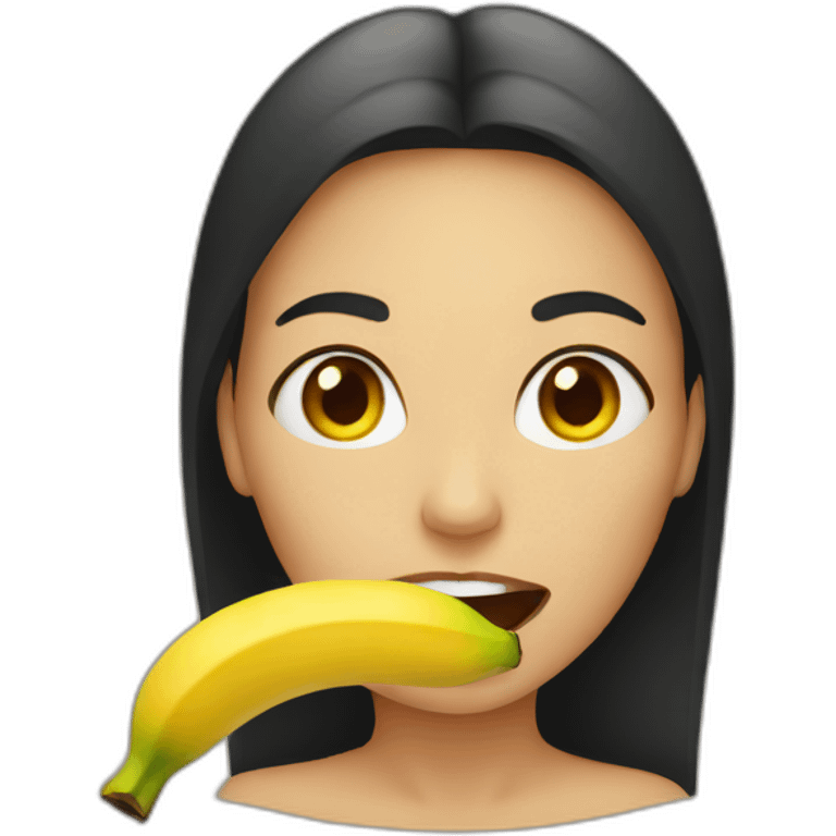 woman with a banana inside her mouth emoji