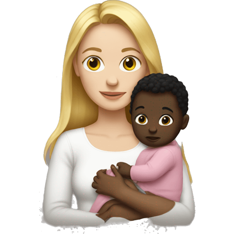 White woman with black baby emoji