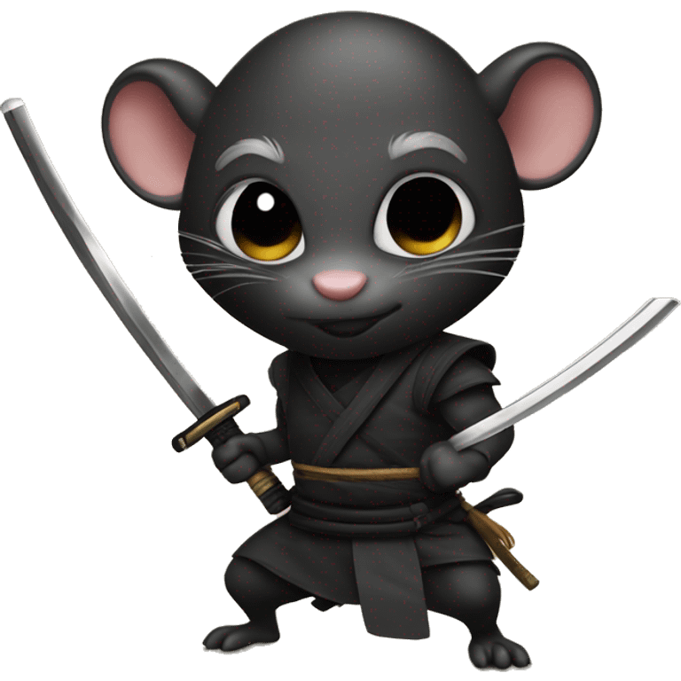 ninja black skin rat with katana emoji