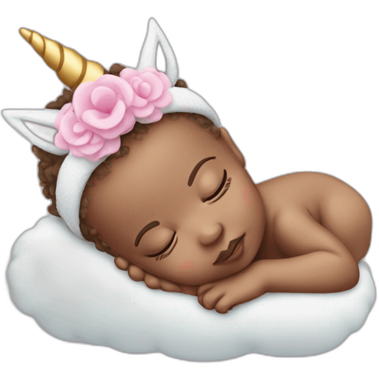 Sleeping white Newborn with unicorn headband emoji