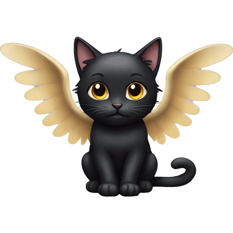 Black cat with angel wings emoji