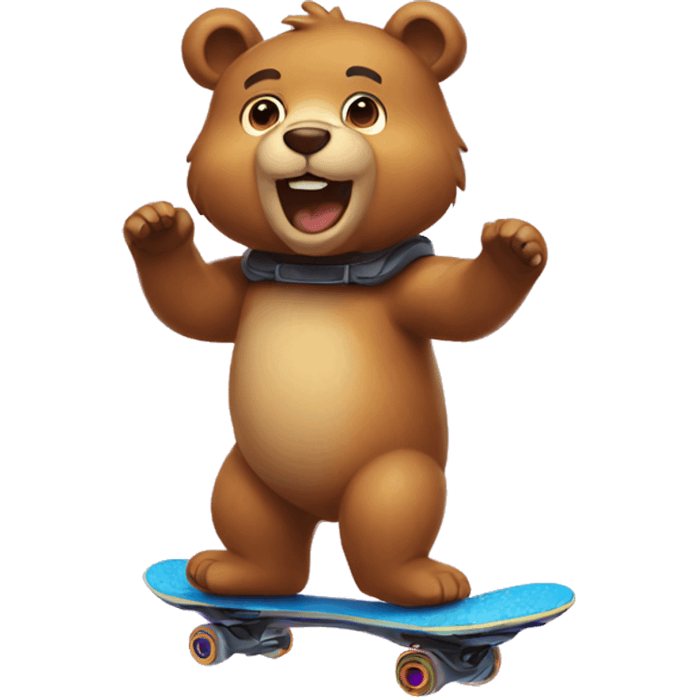 an emoji bear on hoverboard emoji