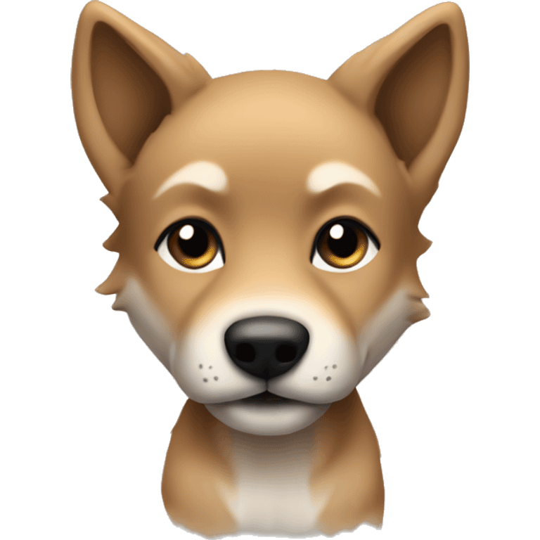 4 very short legs a light brown puppy-like wolf with black ears emoji