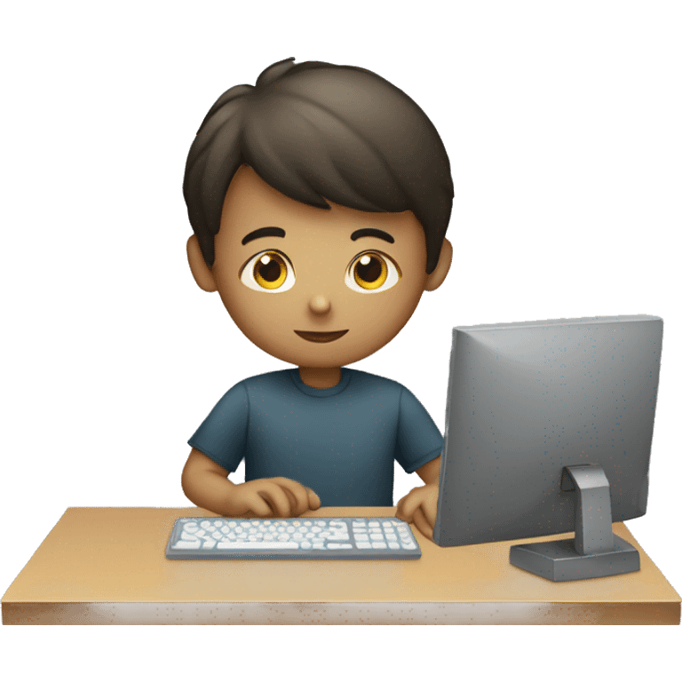 Boy working on computer emoji