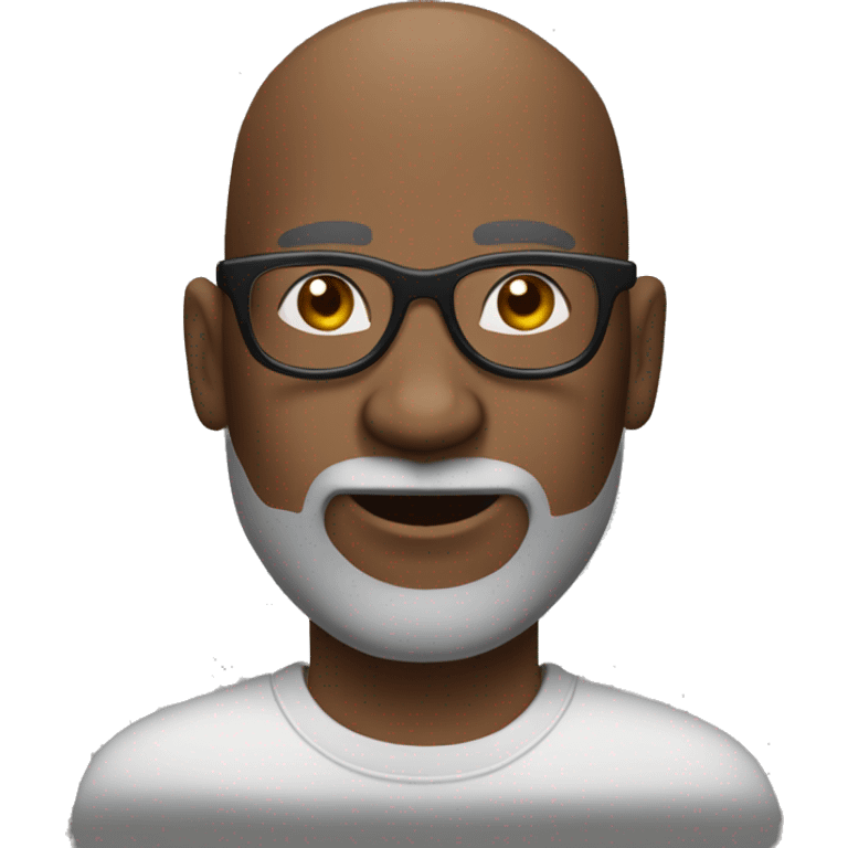 Bald- black man-with-glasses-with scruffy -salt & pepper beard in t shirt emoji