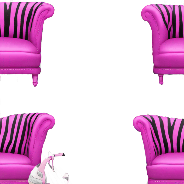 High heel shoe sofa in zebra and pright pink  emoji