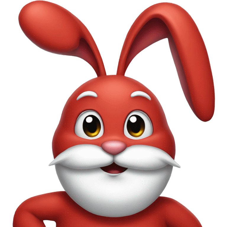 Red bunny with Santa Claus head  emoji