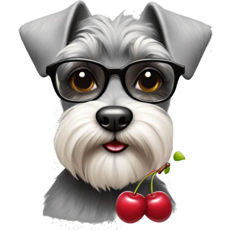 Fun mini schnauzer with glasses made of cherries emoji