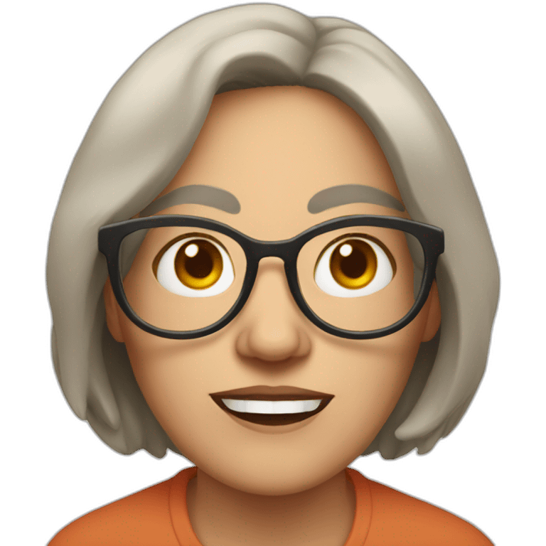 mad middle aged woman with glasses emoji