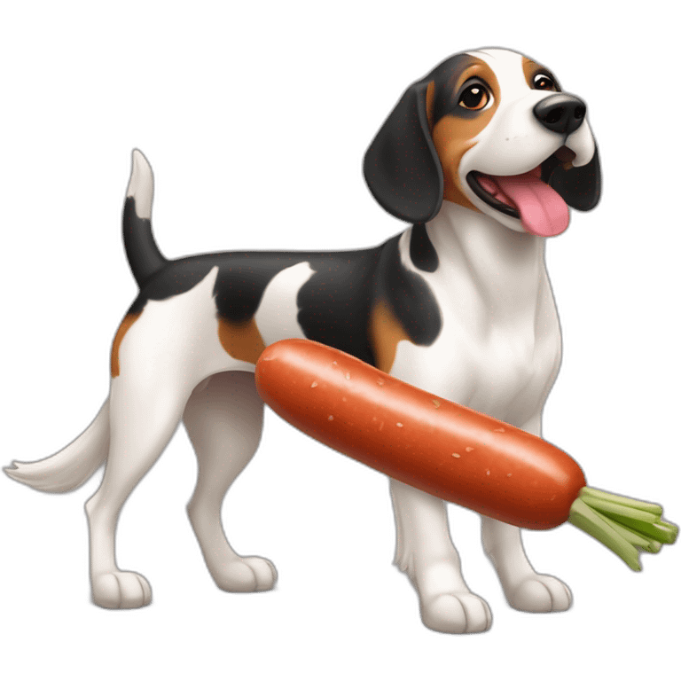 Chien saucisse qui tien une tulipe emoji