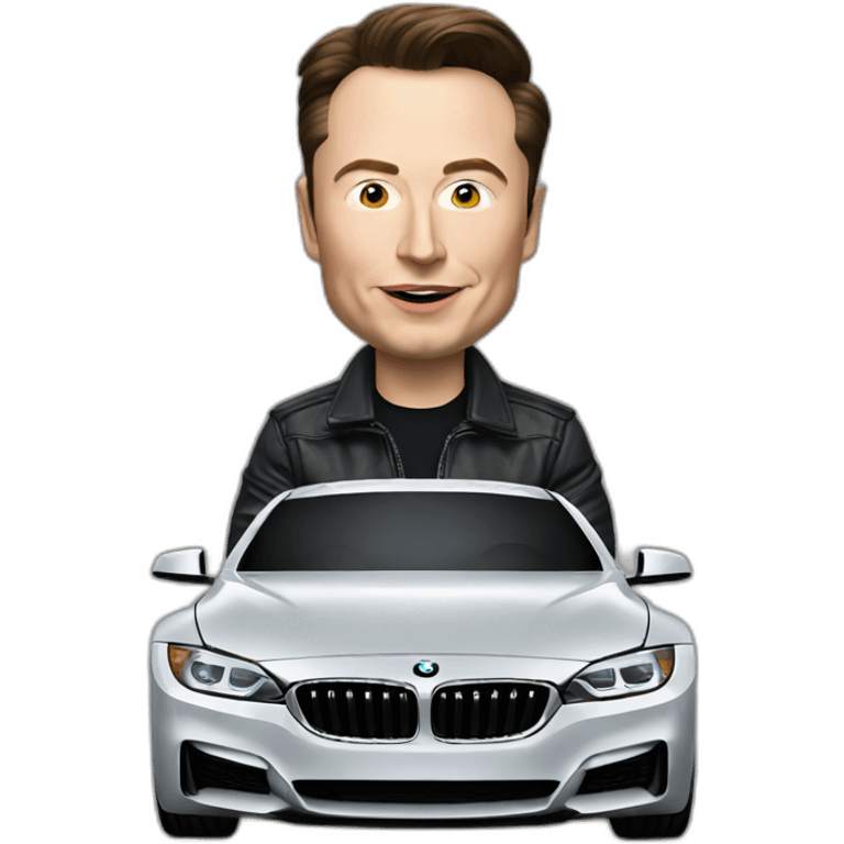 Elon musk driving BMW emoji